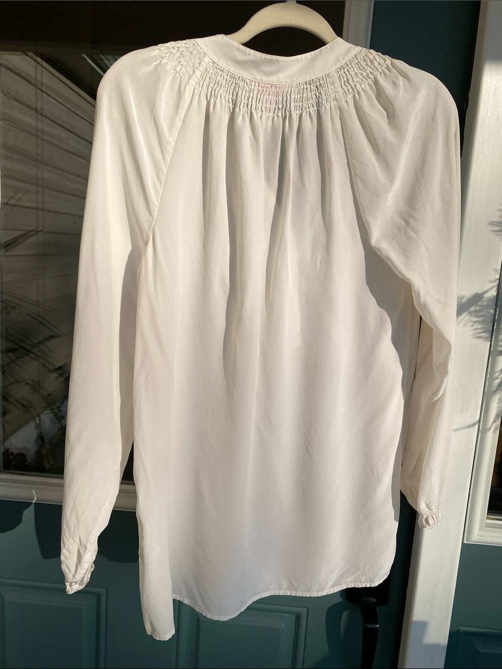 Lilly Pulitzer White silk Elsa Smocked Yoke Blouse - Picture 5 of 6